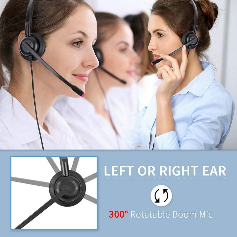 USB Headset with Microphone Noise Cancelling PC Headset Wired Headphone for for Skype Webinar Softphone Call Center Office On Courses