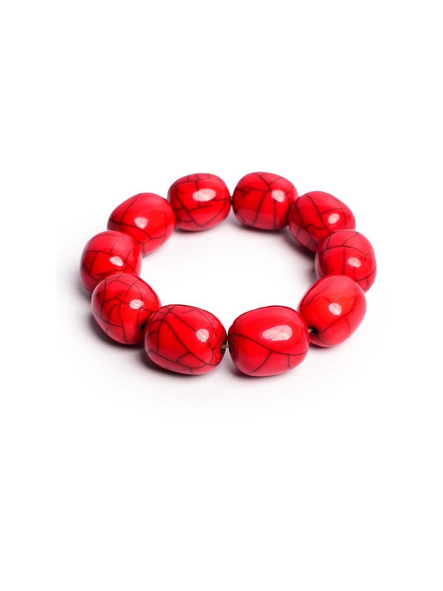 IMLI STREET Red Artificial Stone Stretchable Bracelet for Women