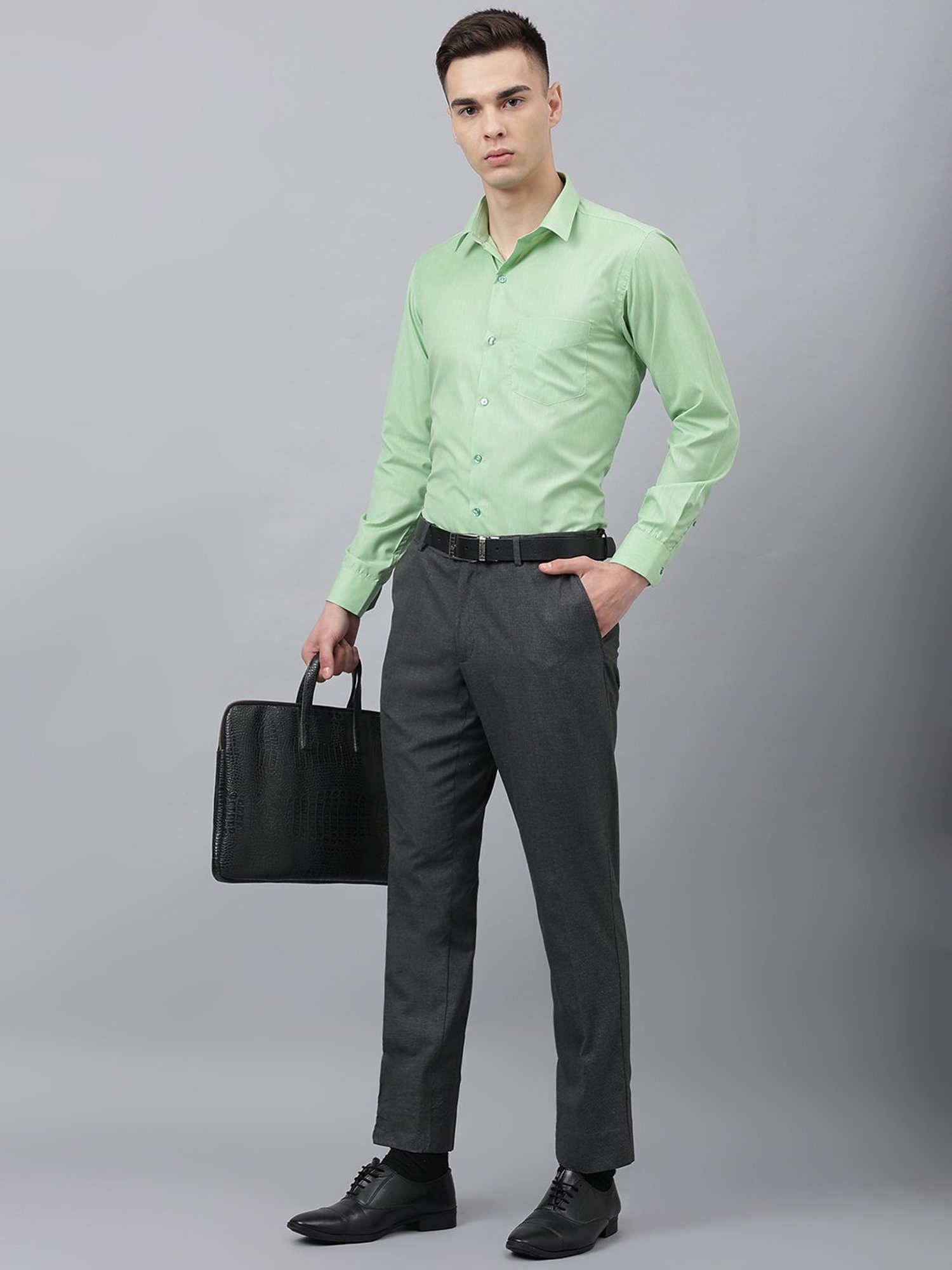 English Navy Green Slim Fit Shirt