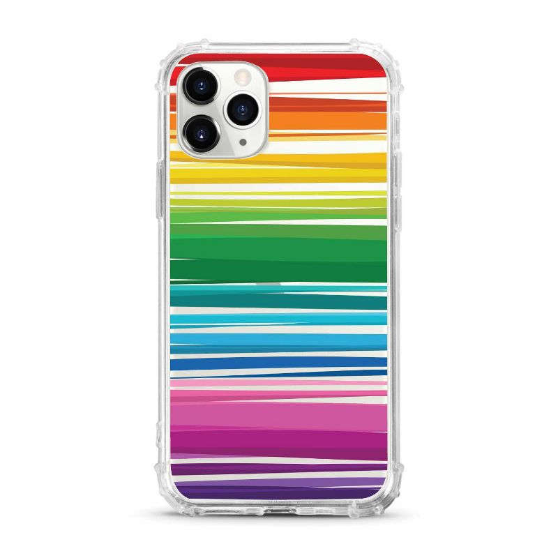 OTM Essentials Apple iPhone 11 Pro Max/XS Max Clear Tough Edge Phone Case - Stripes Rainbow