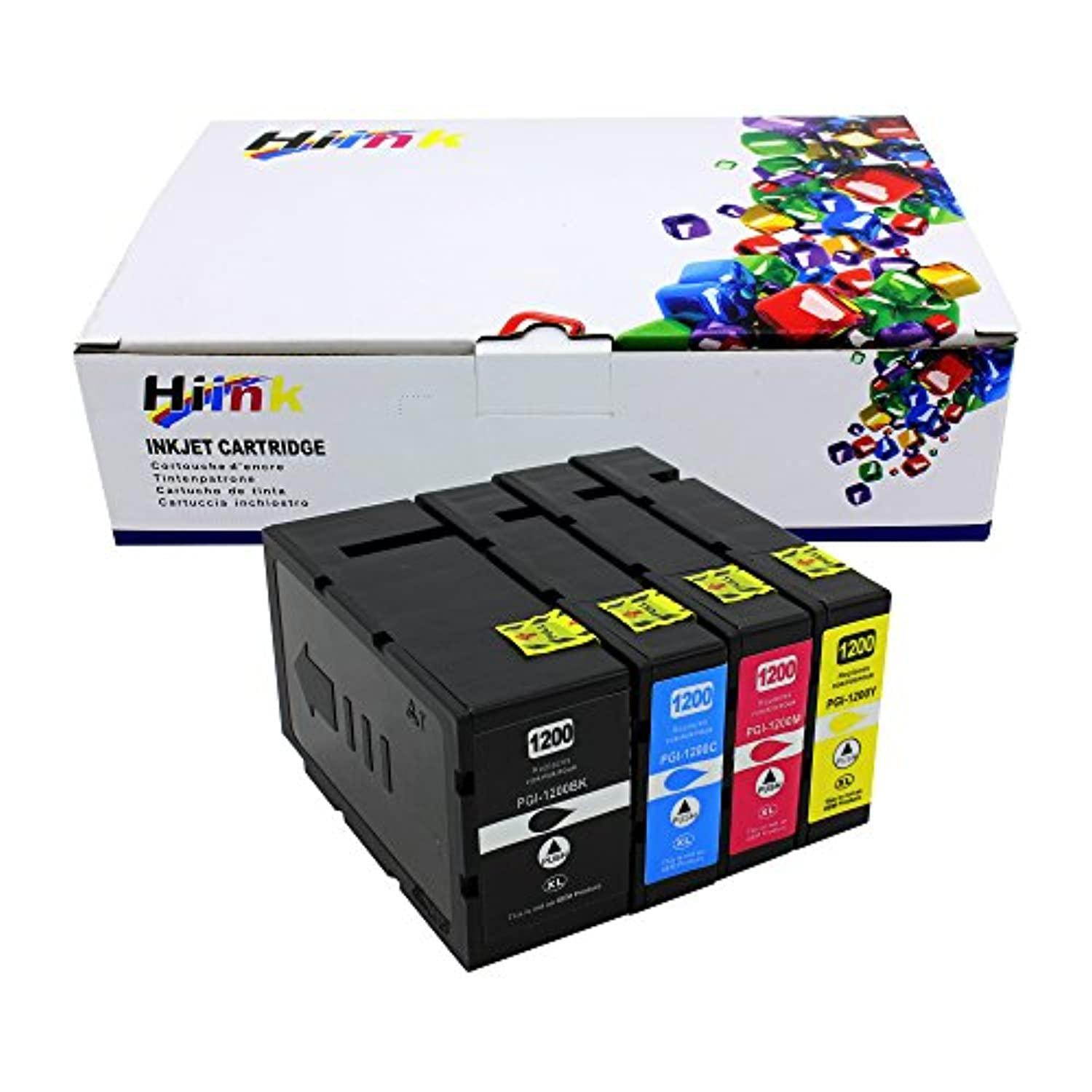 hiink compatible ink cartridges for canon pgi-1200 pgi-1200xl use with maxify mb2020 mb2320 mb2120 mb2720(black, cyan, magenta,