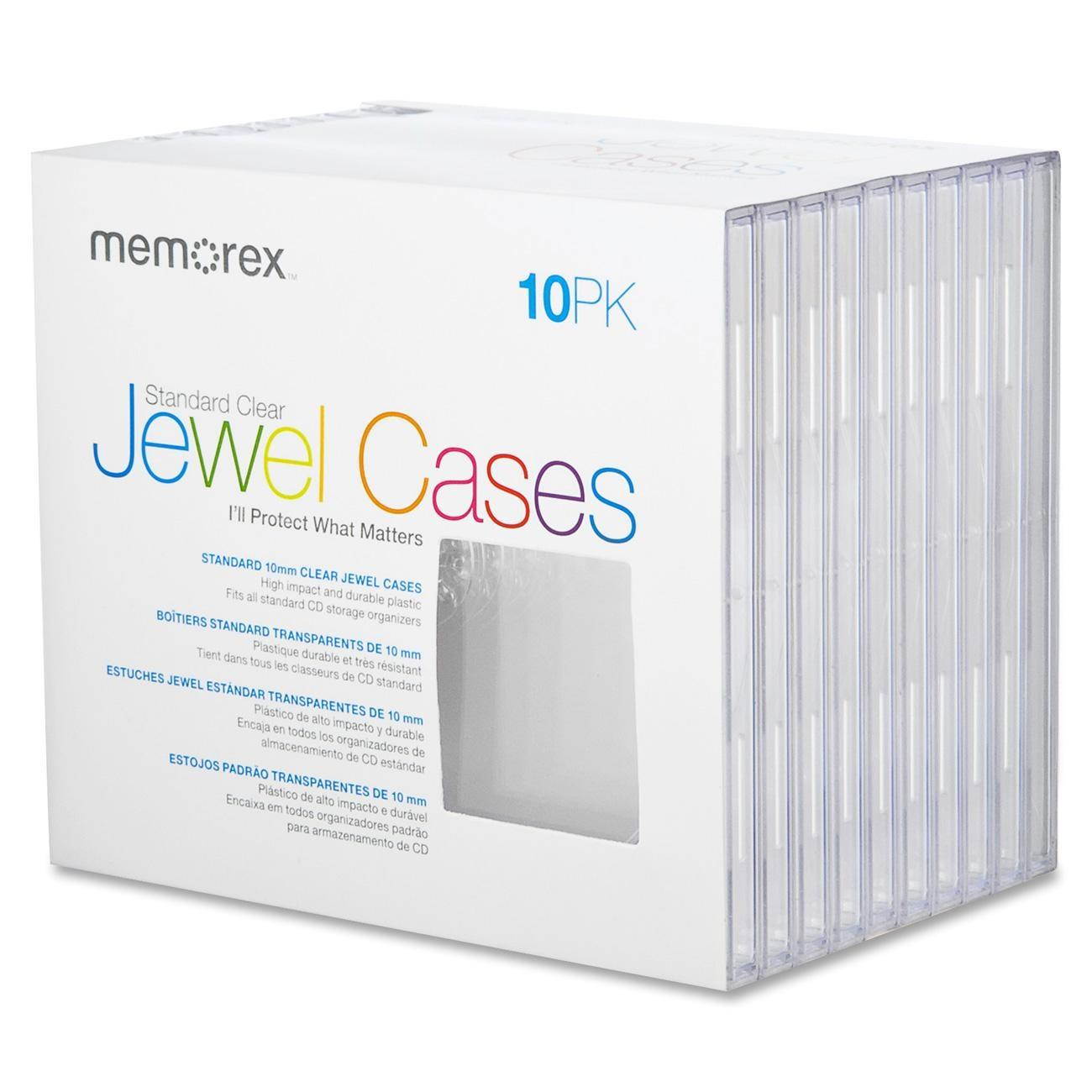 Memorex Standard CD Jewel Case, 10mm, 10/PK, Clear