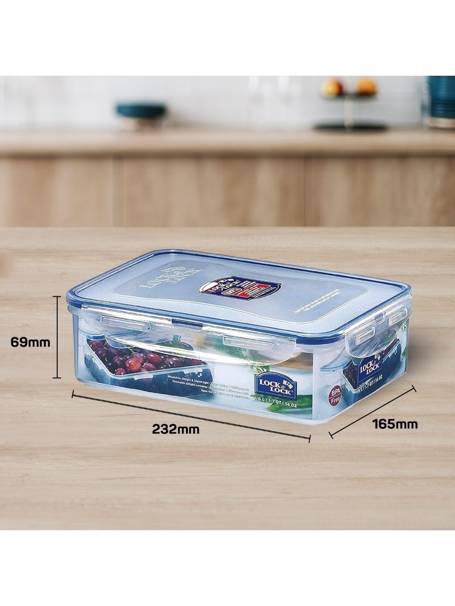 Lock & Lock Transparent Plastic Airtight Food Storage Containers With Lid - Set of 2