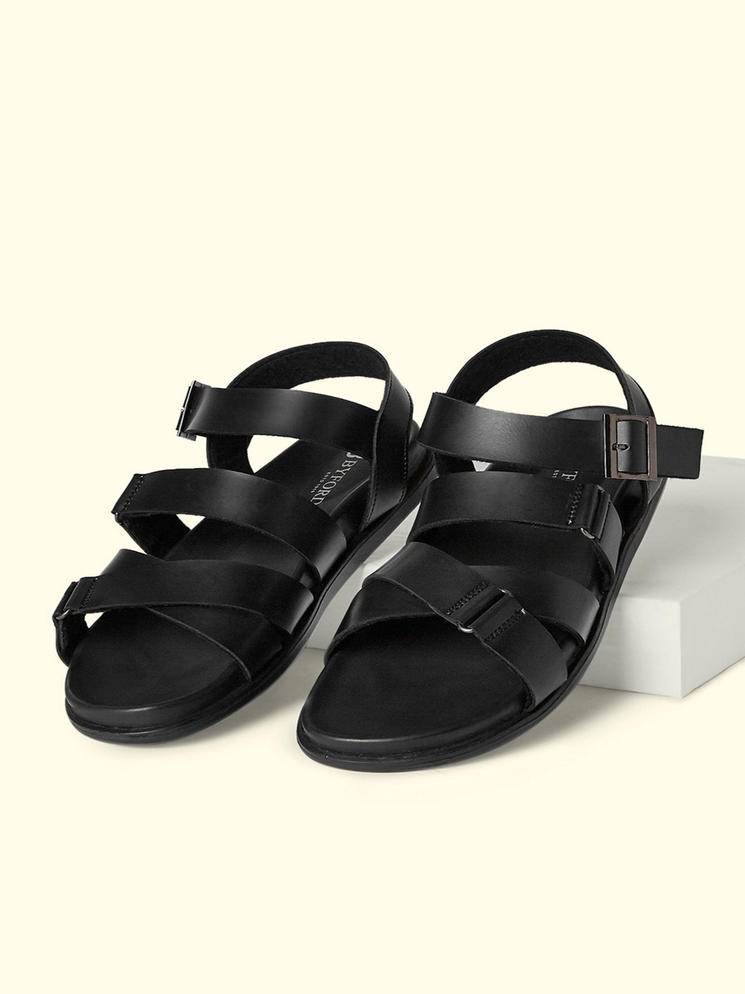 Byford by Pantaloons Men's Black Ankle Strap Sandals