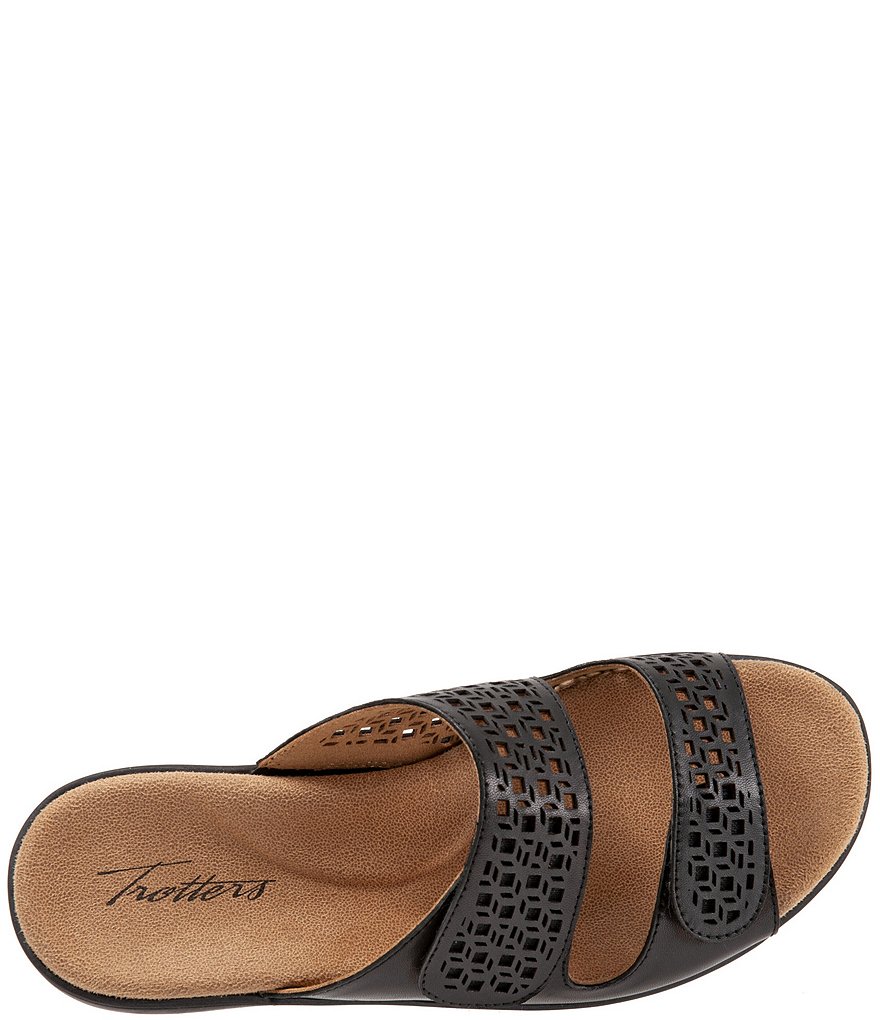 Trotters Ruthie Cutout Leather Hook and Loop Slide Footbed Sandals