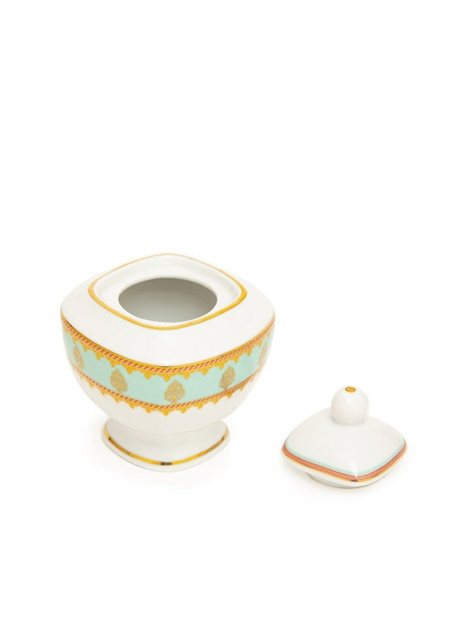 Home4U Amber Printed Multicolor Porcelain Sugar Pot