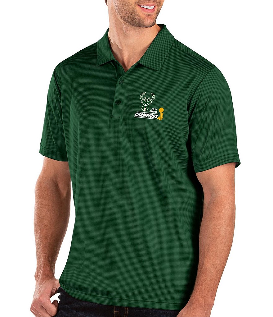 Antigua Milwaukee Bucks 2021 NBA World Champions Balance Short-Sleeve Polo Shirt