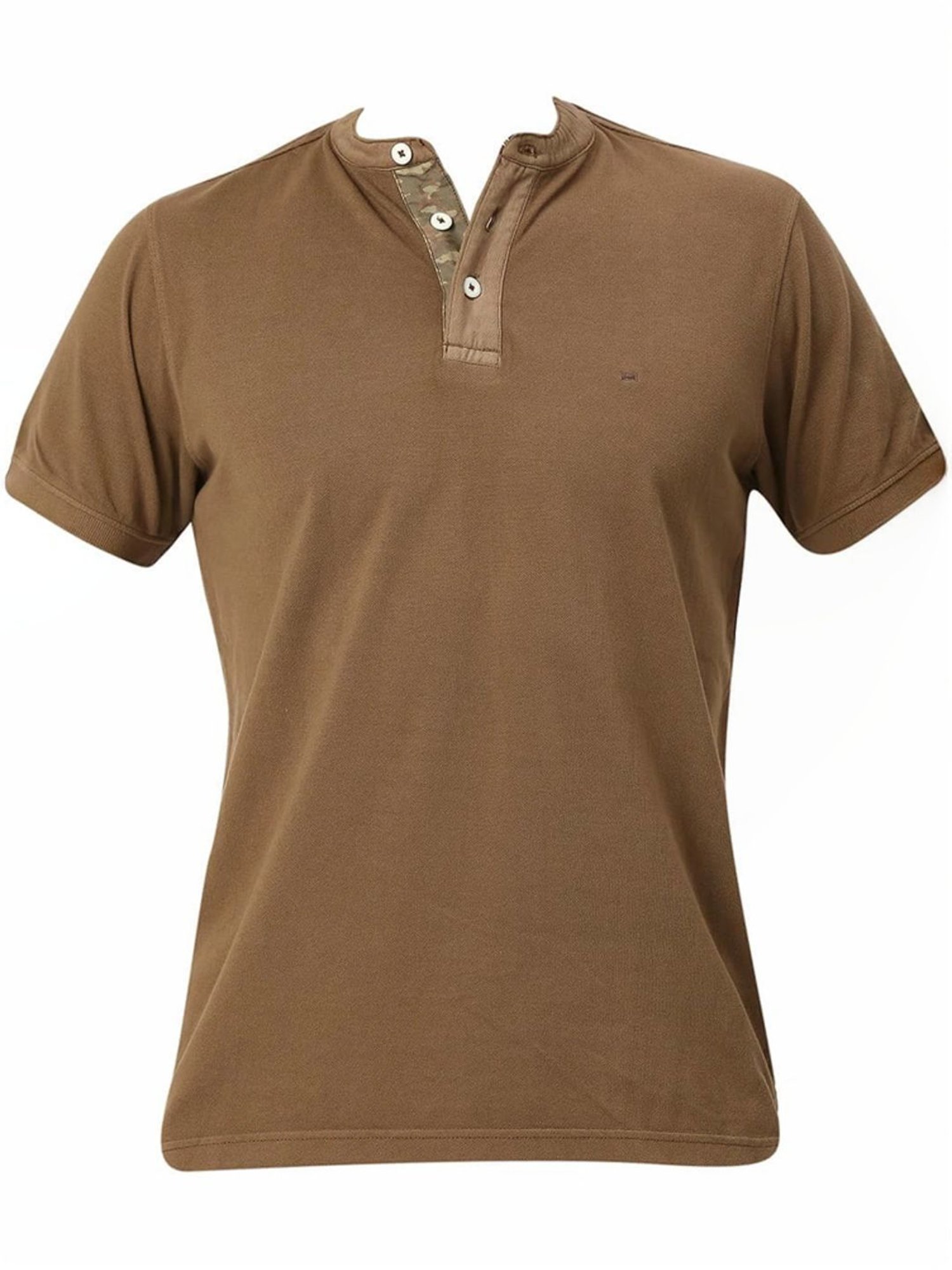 Basics Brown Muscle Fit Henley T-Shirt