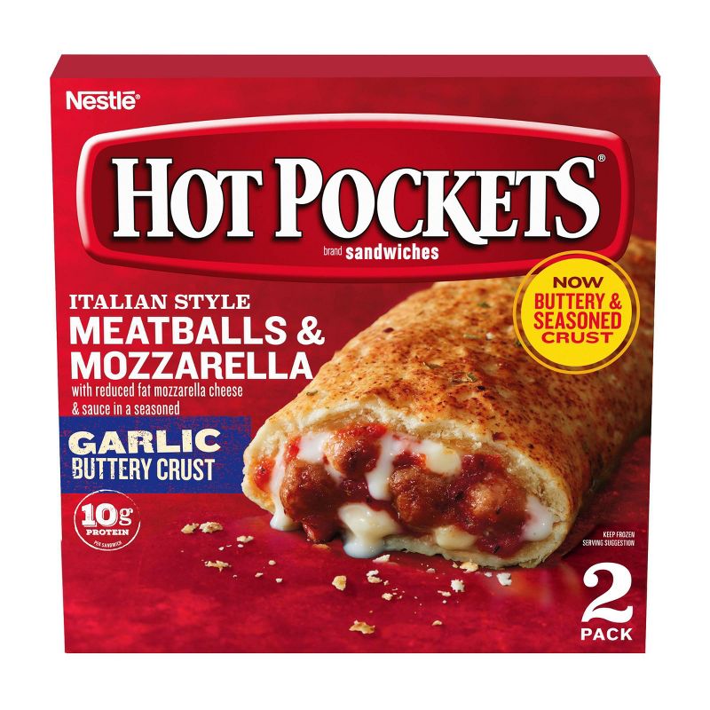 Hot Pockets Garlic Buttery Crust Frozen Italian Meatballs & Mozzarella - 9oz/2ct