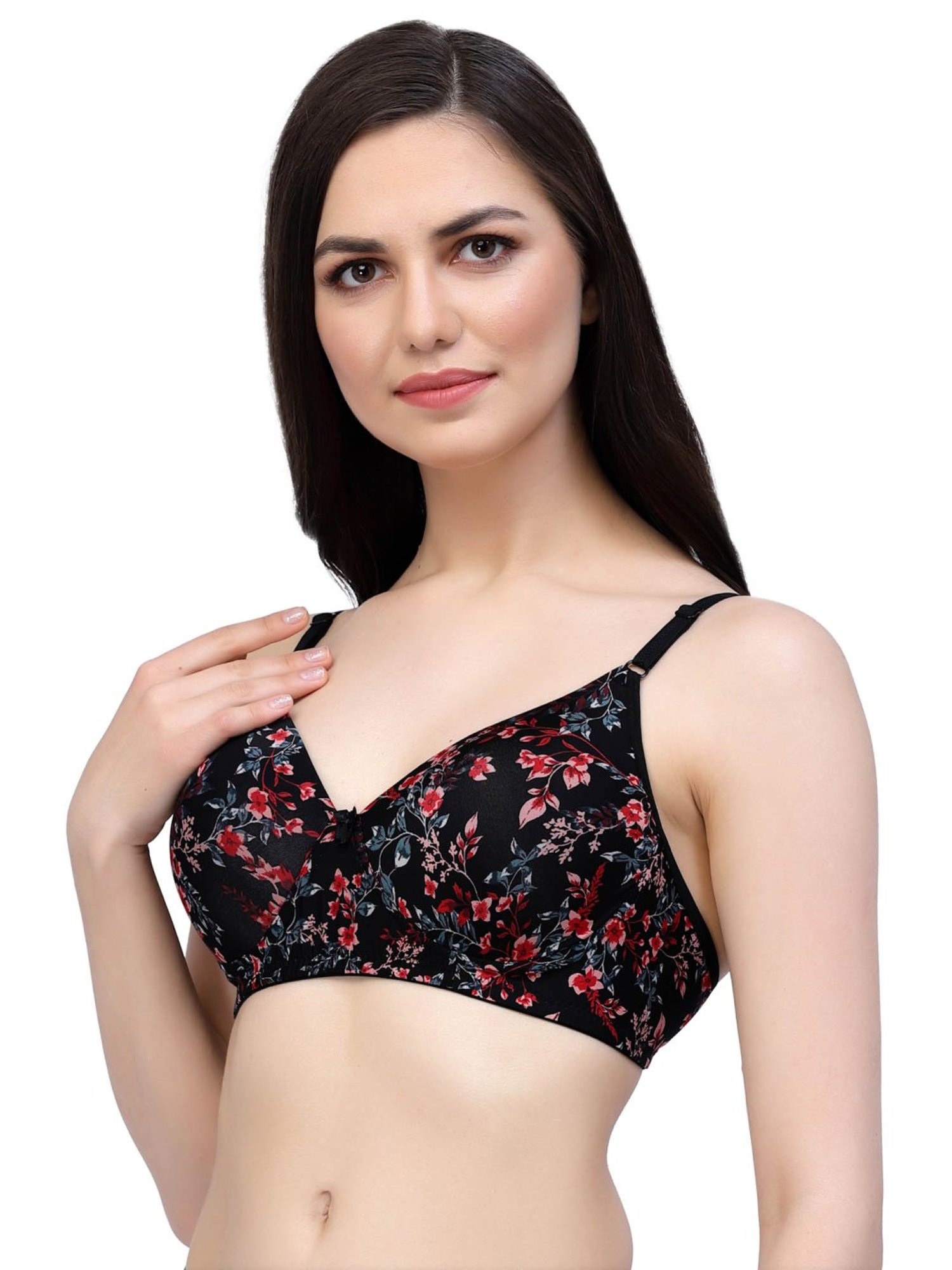 Cukoo Black Floral Print Padded Everyday Bra