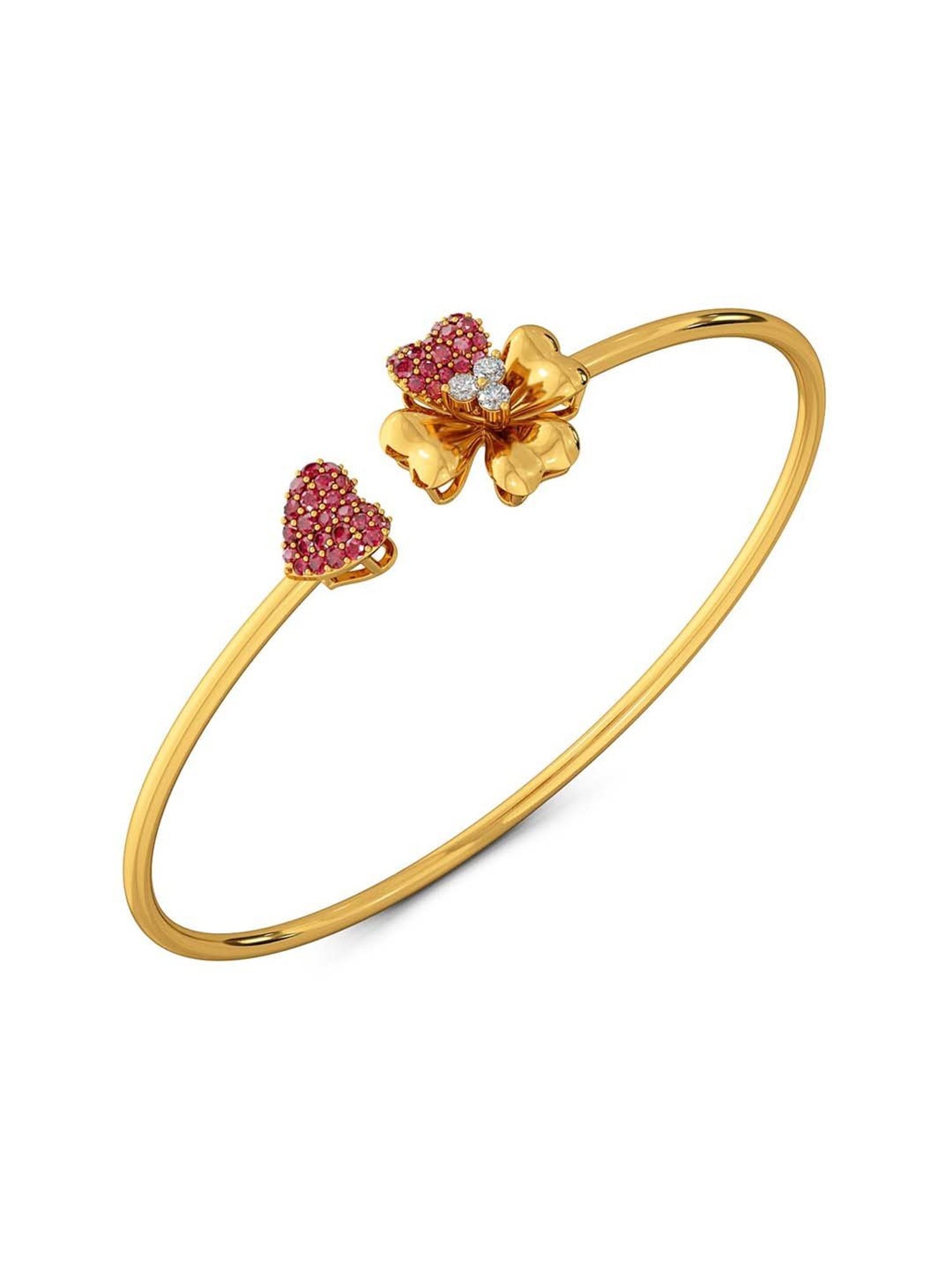 Joyalukkas 18k Yellow Gold & Diamond Love & Floral Bracelet for Women