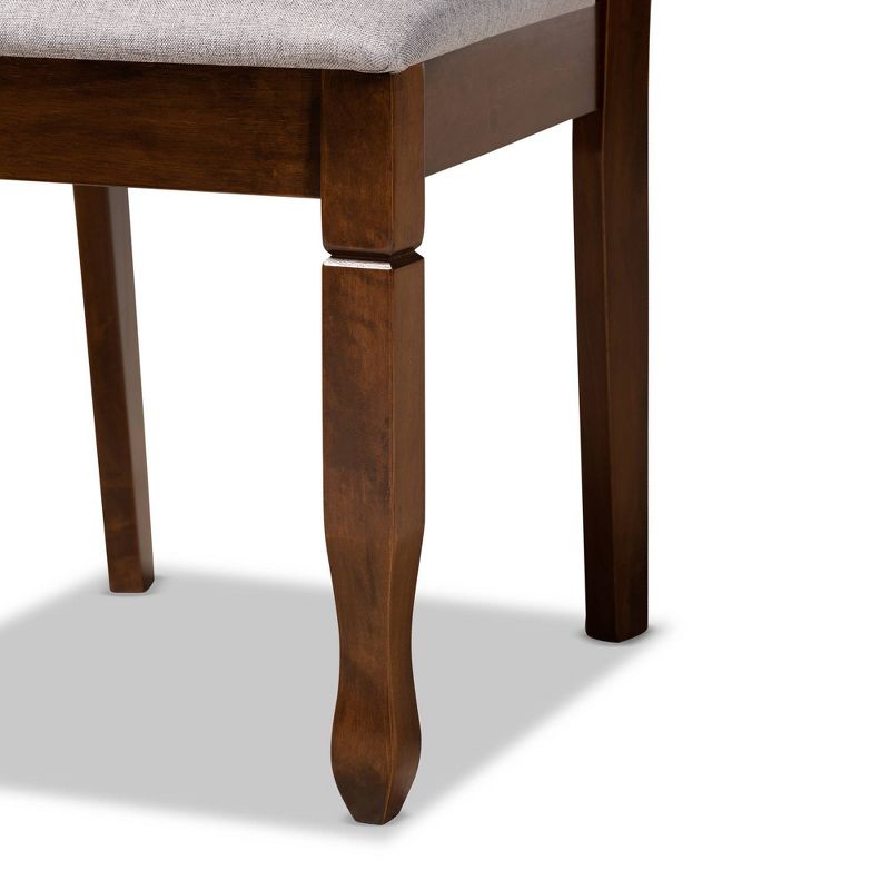 7pc Lanier Fabric Upholstered and Wood Dining Set Gray/Walnut Brown - Baxton Studio