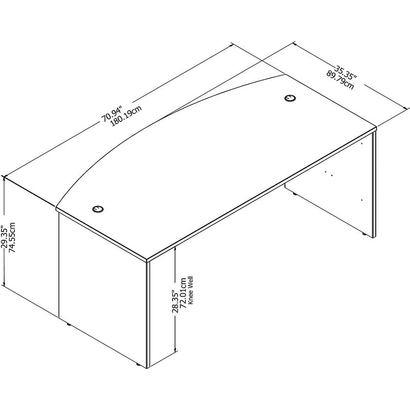 Bush Studio C Storm Gray 72W x 36D Bow Front Desk SCD172SG