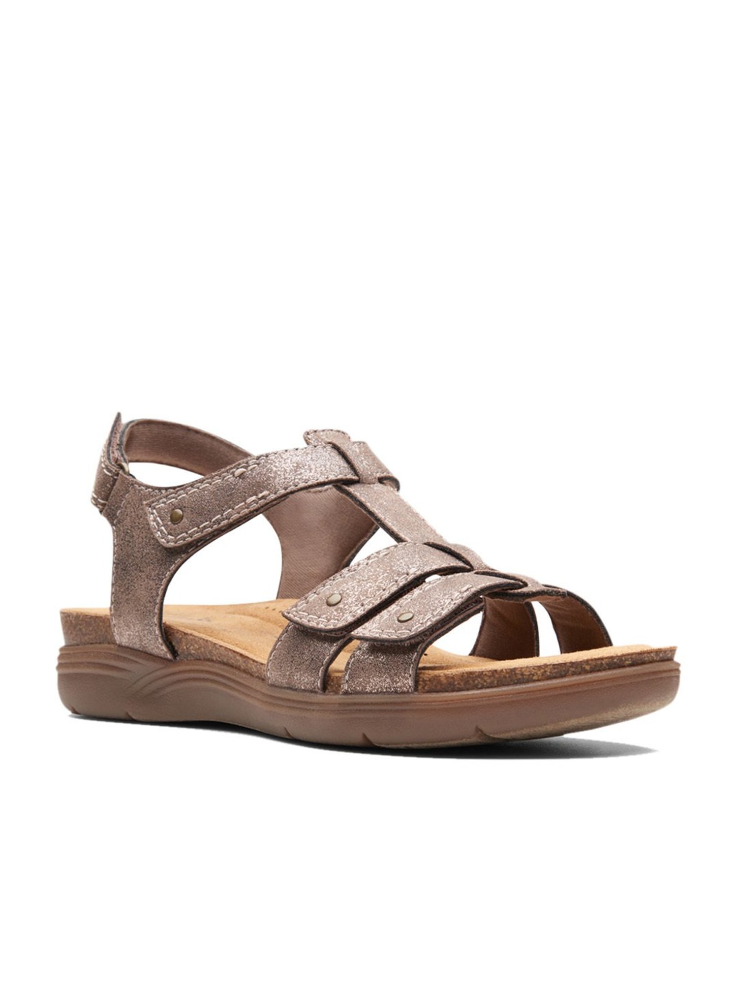 Clarks Women's April Cove Metallic Ankle Strap Wedges