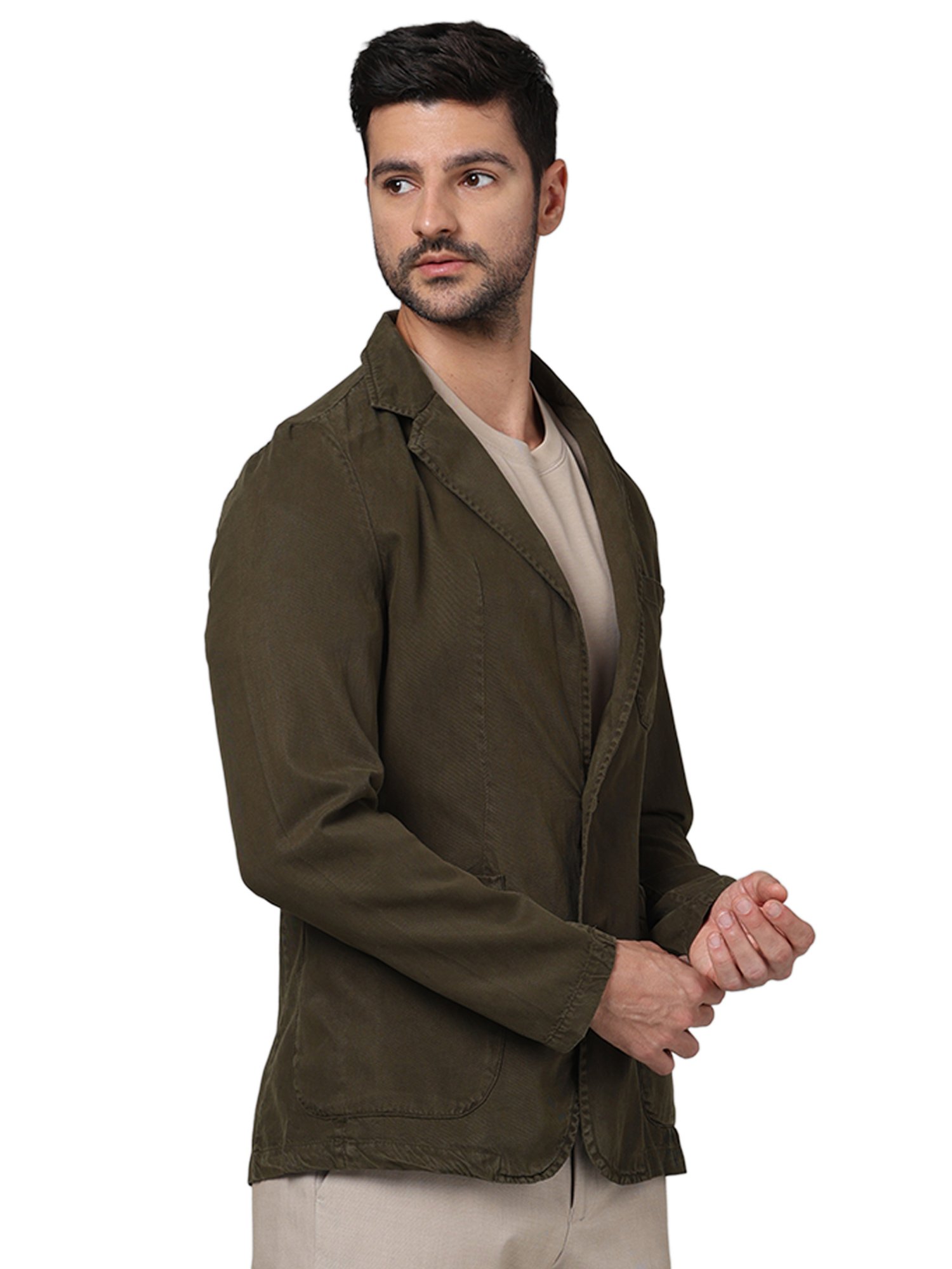 celio* Dark Olive Regular Fit Blazer