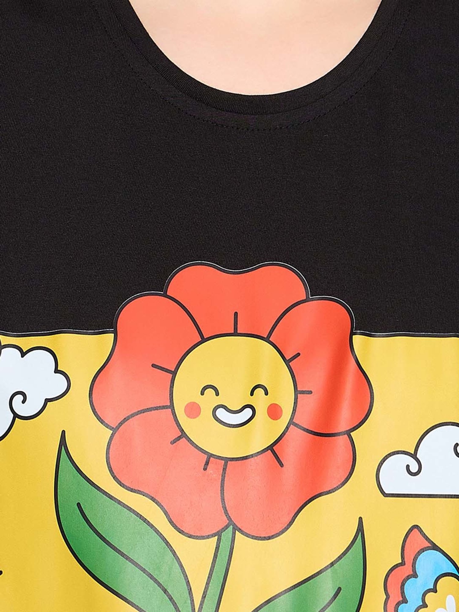 Clovia Yellow & Pink Graphic Print Maternity Top With Pyjamas