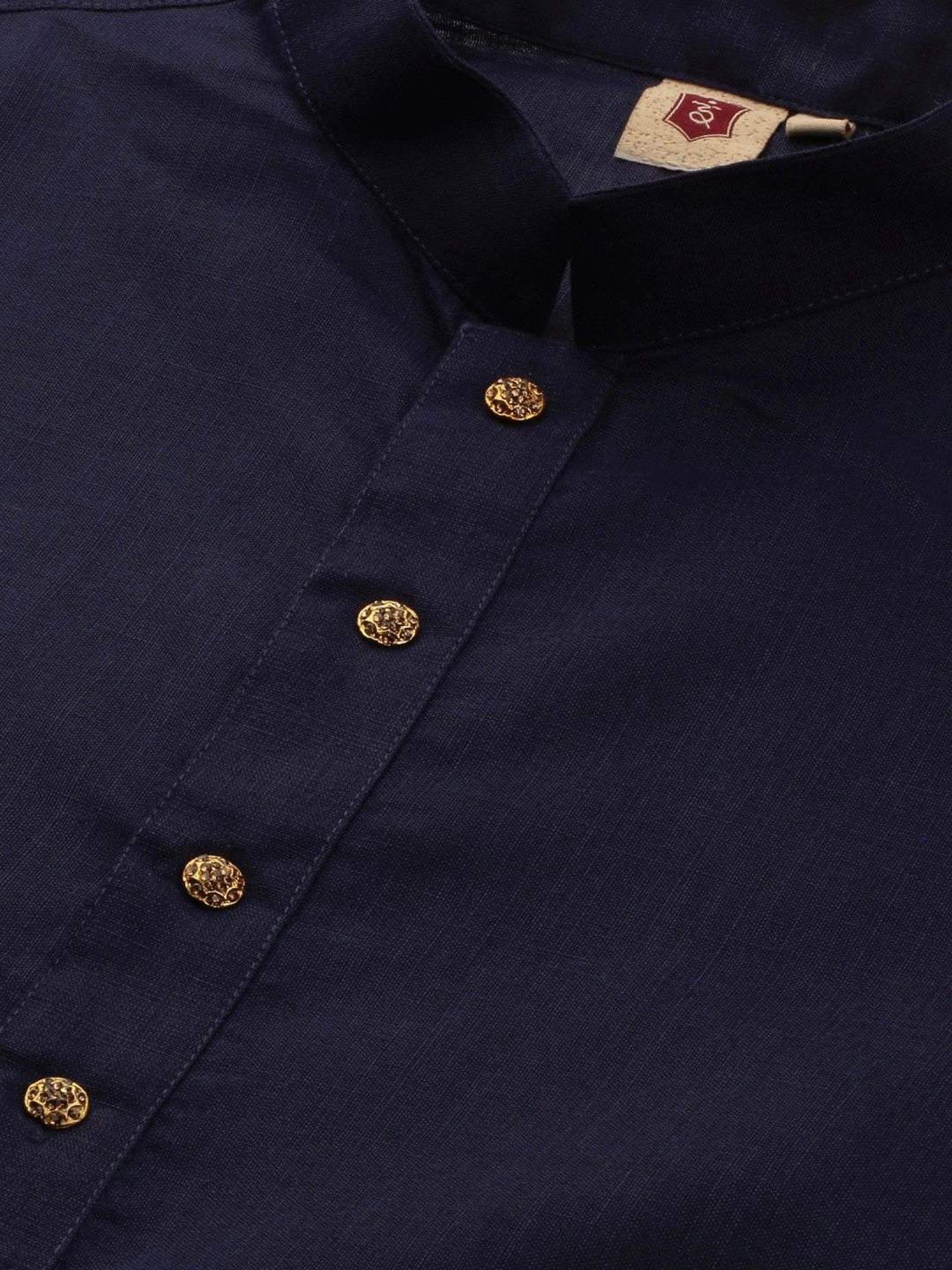 SWAGG INDIA Navy Blue Cotton Regular Fit Kurta