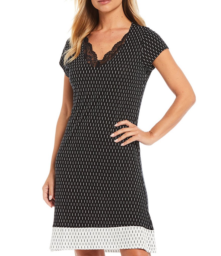 Miss Elaine Geometric Print Luxe Knit Nightgown