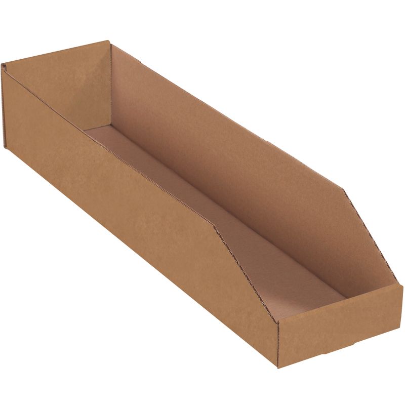 Box Partners Open Top Bin Boxes 6" x 24" x 4 1/2" Kraft 50/Bundle BINMT624K