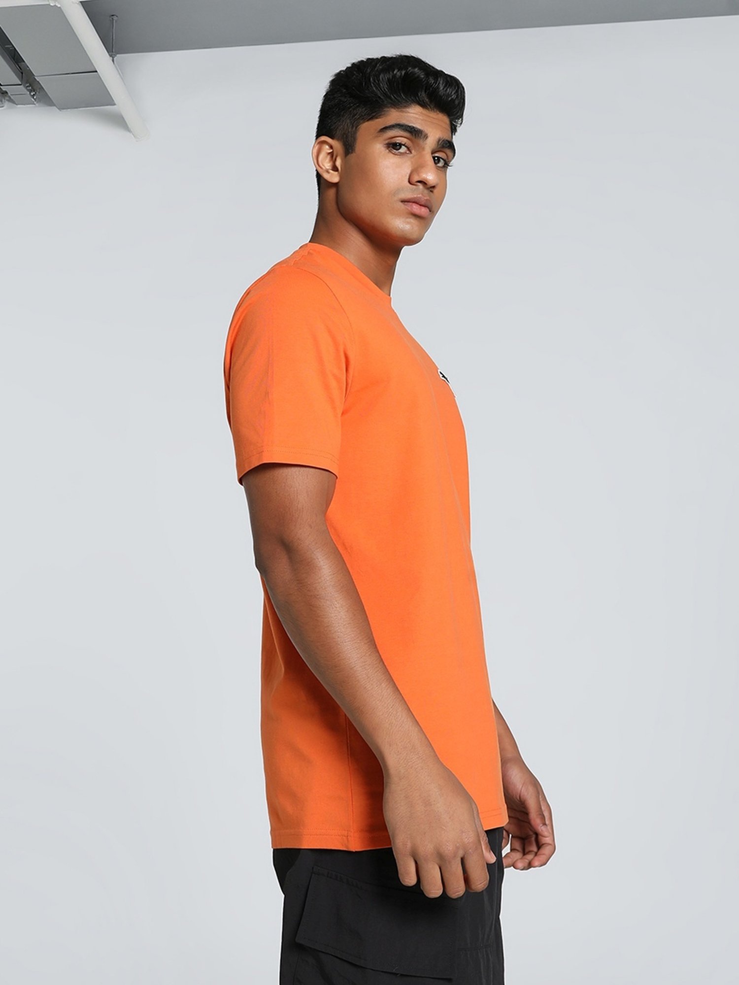 Puma Orange Cotton Regular Fit T-Shirt