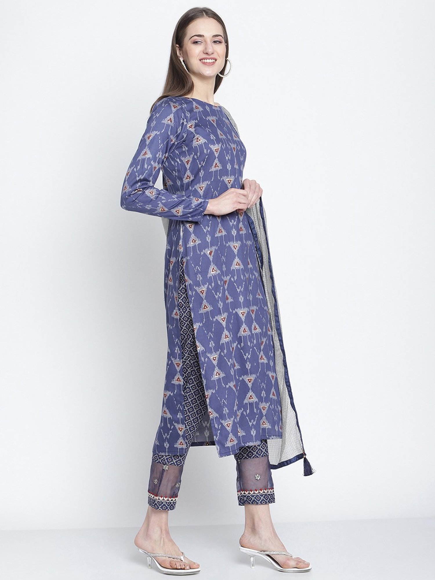 Stylee LIFESTYLE Blue Cotton Printed Unstitched Dress Material