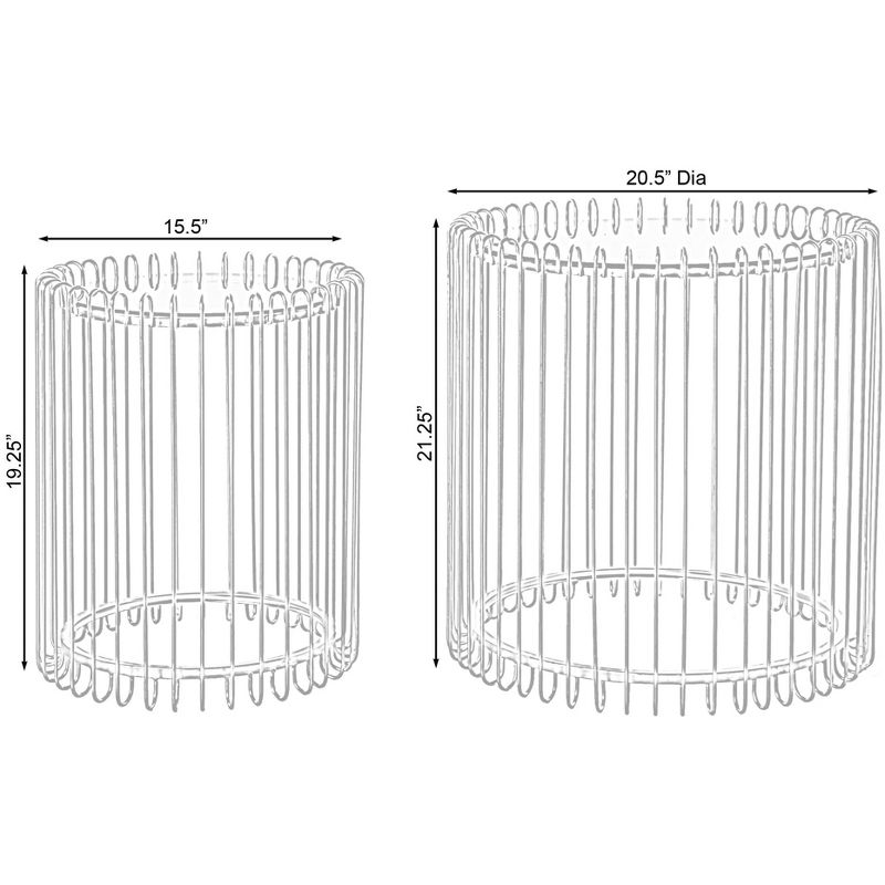 Bold Tones Set of 2 Modern Round Gold Metal End Table Set with Smoked Glass Top