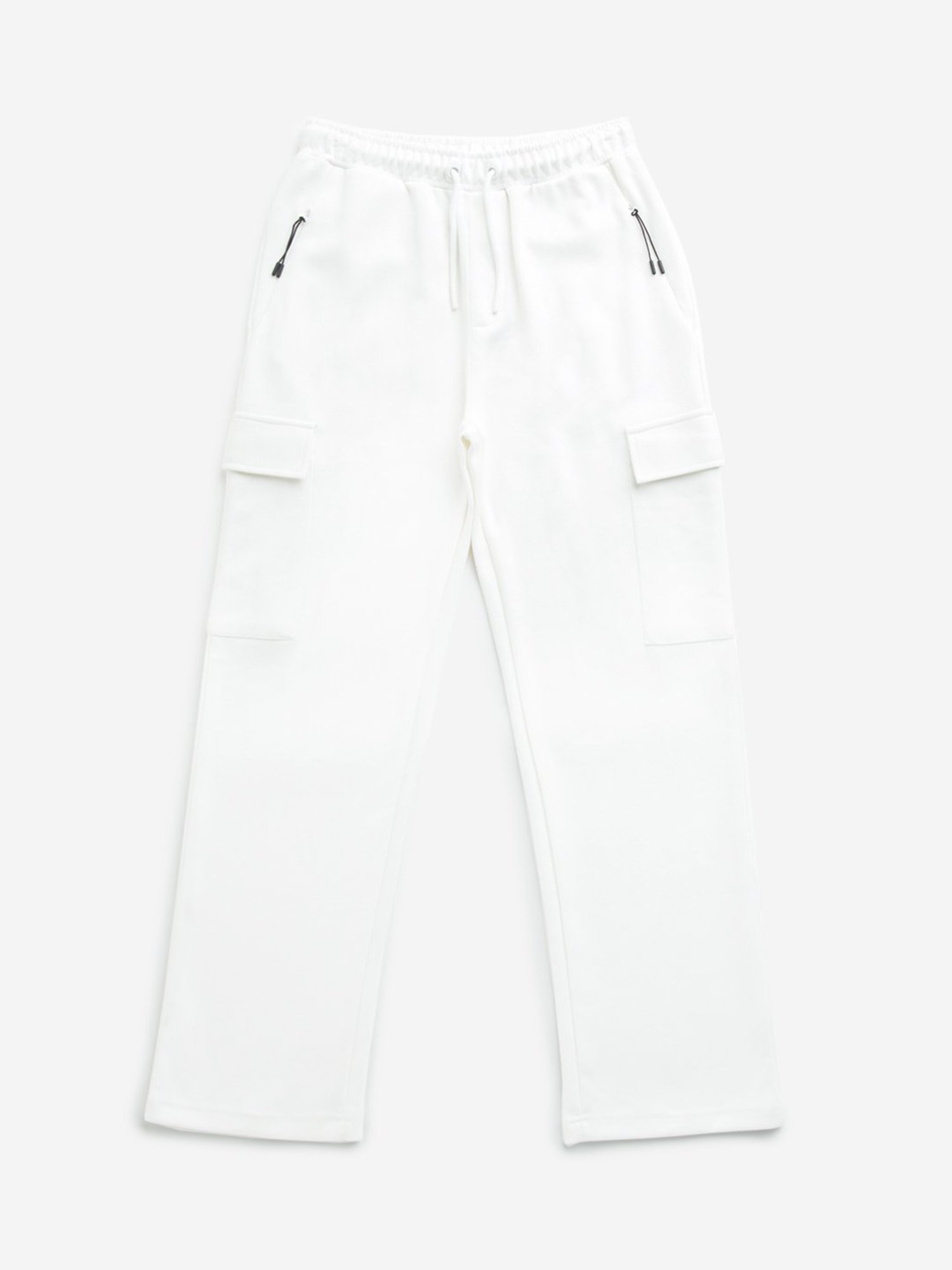 Y&F Kids by Westside Off-White Mid-Rise Cotton Blend Track Pants