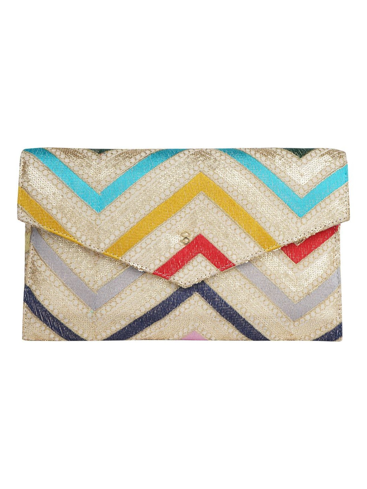 Horra Golden Embellished Envelope Clutch