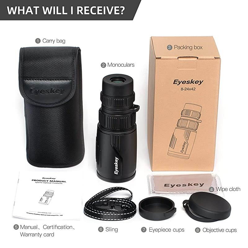 Seeker Pro HD Packet Monocular | Waterproof and FogProof | Optimized Clear Optics | Compact Size Theater Monoculars for Birding Travelling 824X42