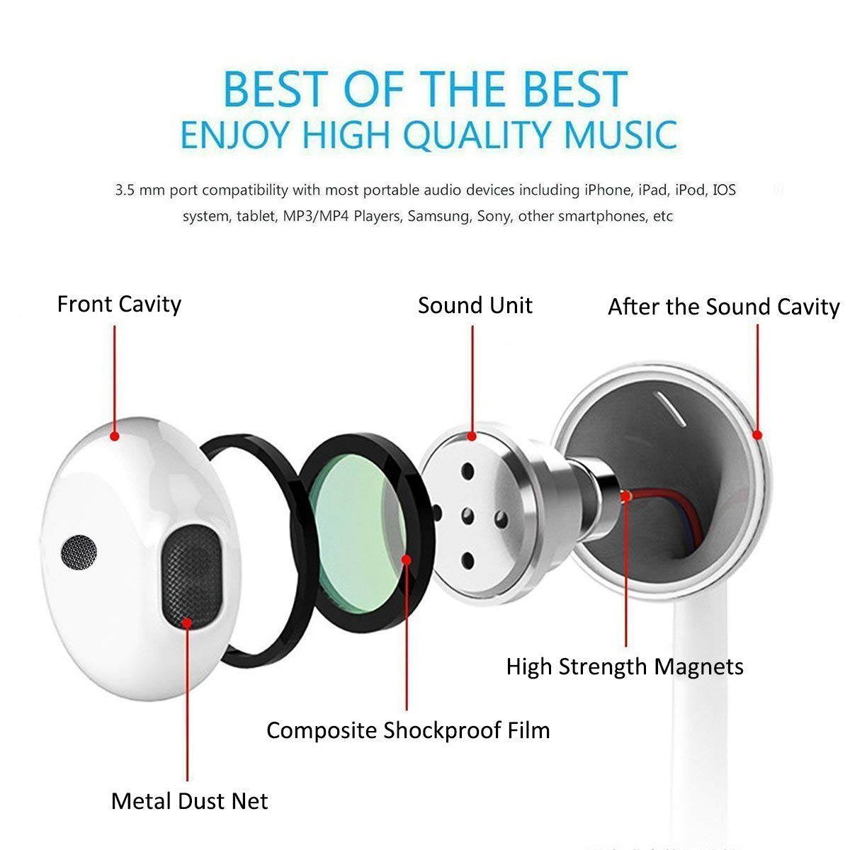 Lightning Earbuds Headphone Wired Earphones Headset with Microphone and Volume Control, Compatible with iPhone XS/XS Max/XR/X/8/8 Plus/7/7 Plus Plug and Play IOS 10/11/12 - White