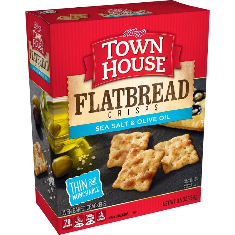 Kellog Town House Sea Salt & Olive Oil Flatbread Crisp Crackers - 9.5oz