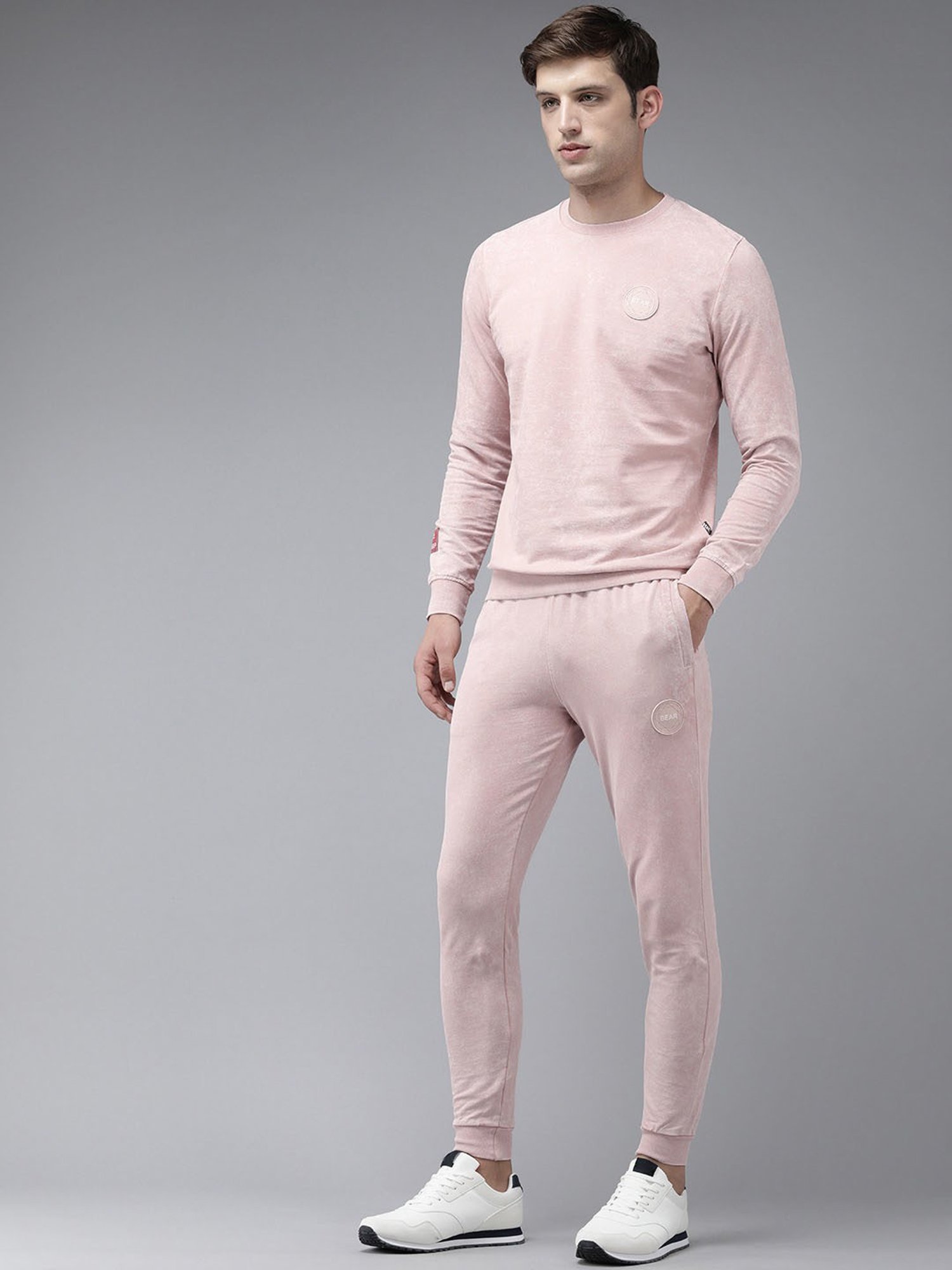 The Bear House Pink Cotton Slim Fit Tracksuit