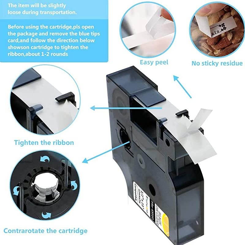 Compatible Label Tape Replacement for Dymo D1 Labels Tape 45010 S0720500 RefillBlack on Clear 12 x 23 Labeling Tape for Dymo LabelManager PnP 160 360D 280 420P 450 Duo Label Maker3P