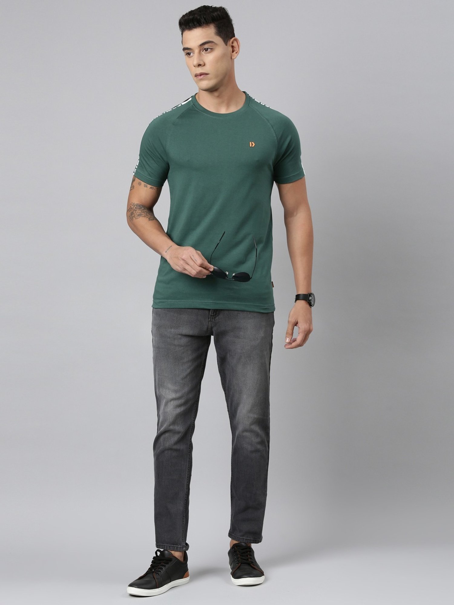 Dixcy Scott Maximus Green Cotton Regular Fit T-Shirt