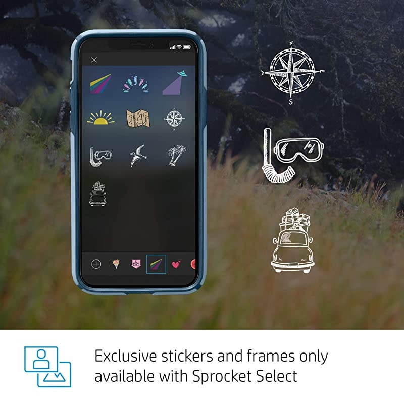 Sprocket Select Portable 2.3x3.4" Instant Photo Printer (Eclipse) Print Pictures on Zink Sticky-Backed Paper from your iOS & Android Device.