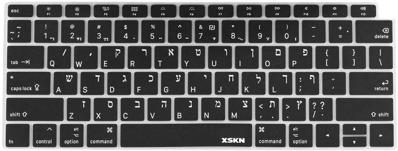 XSKN Hebrew English Keyboard Cover for New MacBook Air 13" 13.3-inch A1932 with Touch ID Retina Display US Version