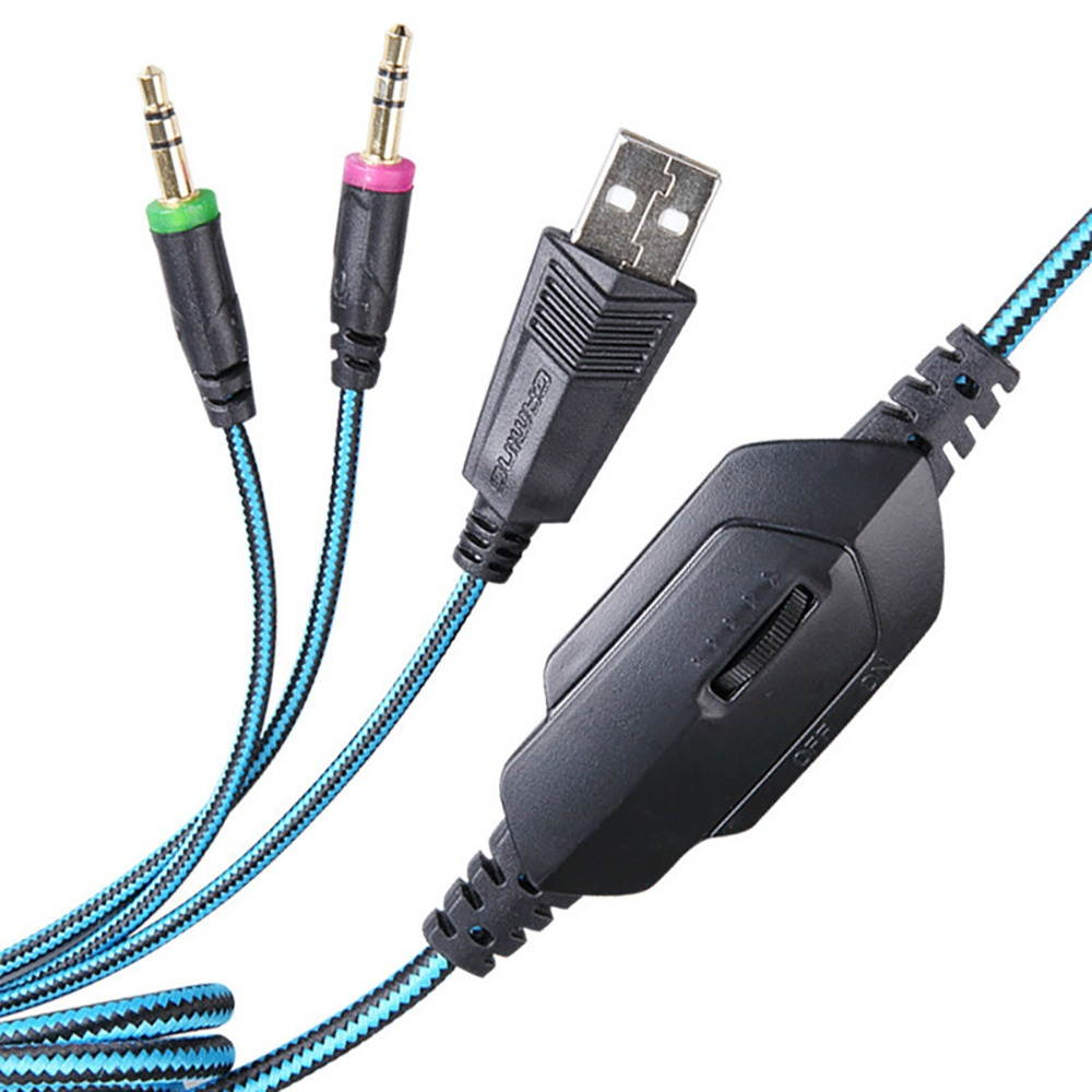 KOTION EACH G200 Gaming Headset 50mm Driver Stereo Sound Line Control Noise Reduction Microphone Adjustable Head Beam for PS3/4 Xbox PC-Black blue