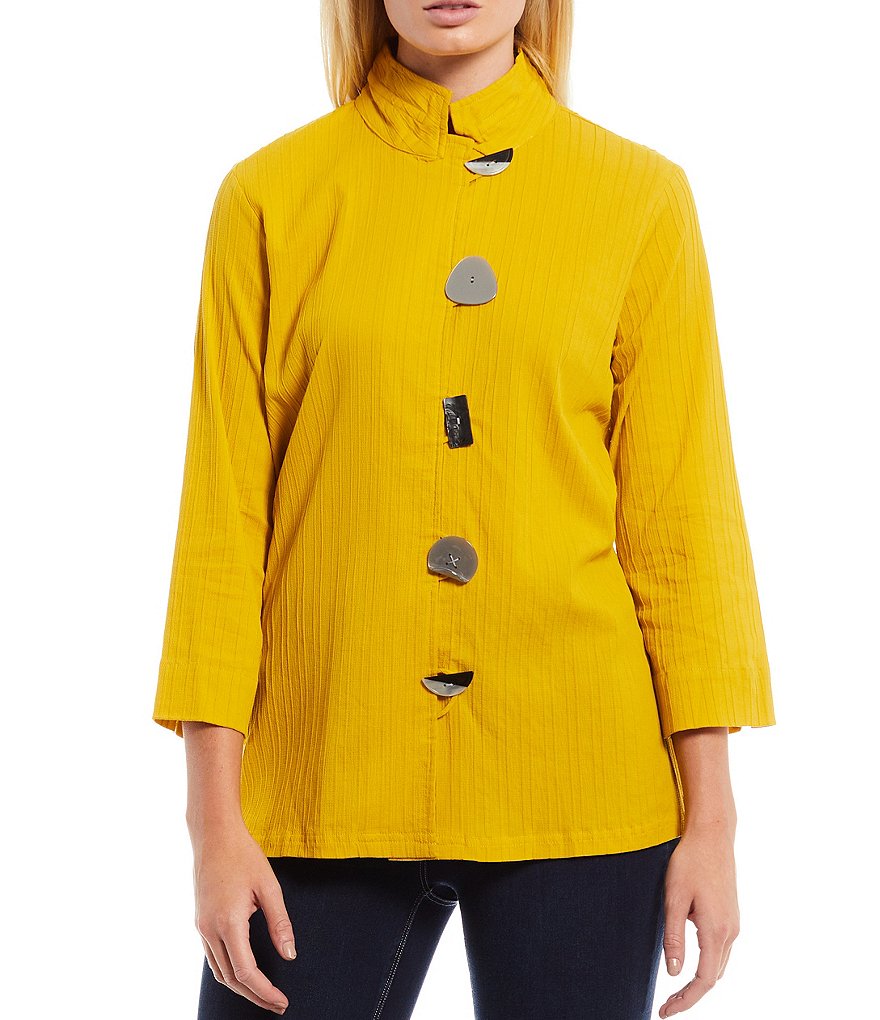 Eva Varro Animal Print Knit Jersey 3/4 Slit Sleeve Tunic