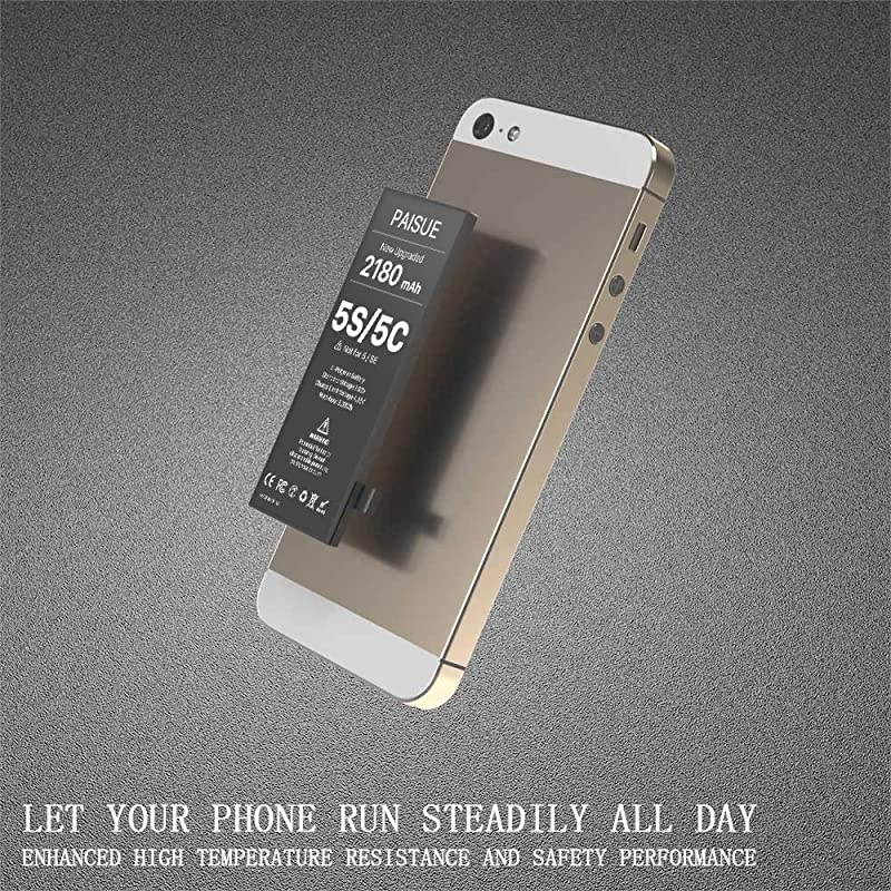 Battery for iPhone 5S and 5C (not 5/SE), Upgraded Higher Capacity New 0 Cycle Battery Replacement Kit for iPhone 5S 5C with Professional Repair Tools and Adhesive