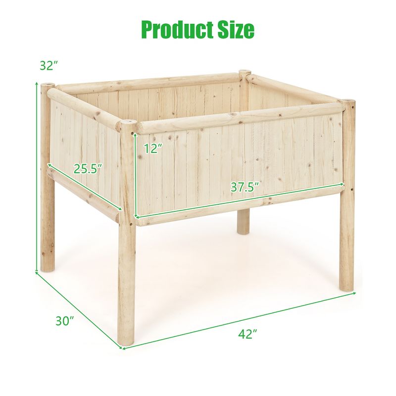 Costway Raised Garden Bed 42''x30''x32'' Elevated Wood Planter Box Stand Patio Yard