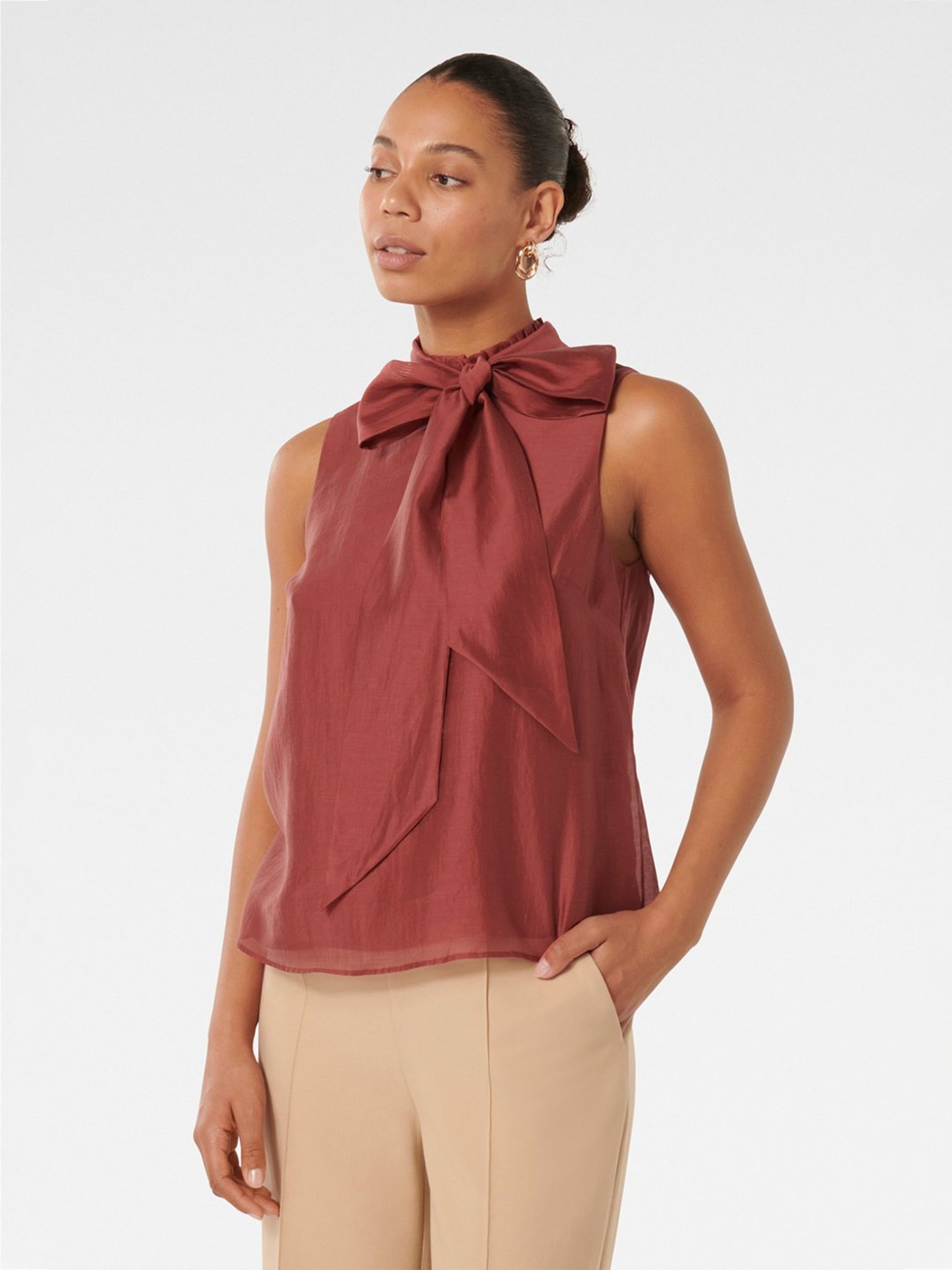 Forever New Jane Tie Neck Sleeveless Top