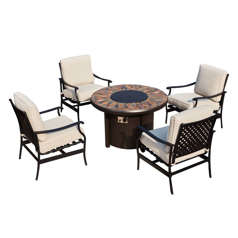5pc Patio Steel Patio Seating Sets Cream - Lokatse