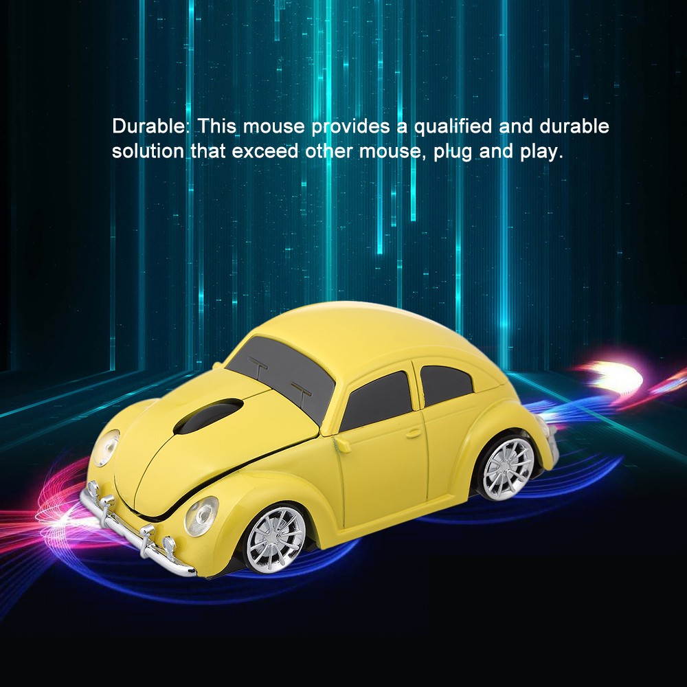 2.4G Wireless Car Mouse USB Computer Mice Car Shape 1000 DPI with LED Light Receiver for PC Laptop