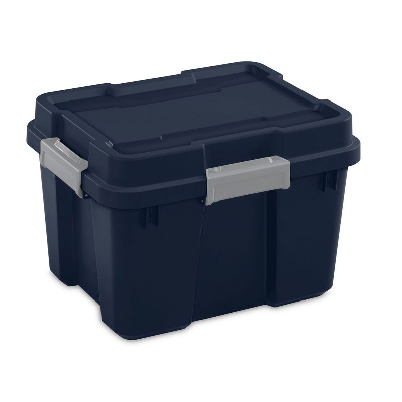 Sterilite 19434303 120 Quart Clear Plastic Storage Container Box and Lid with Blue Latches and Wheels (3 Pack)