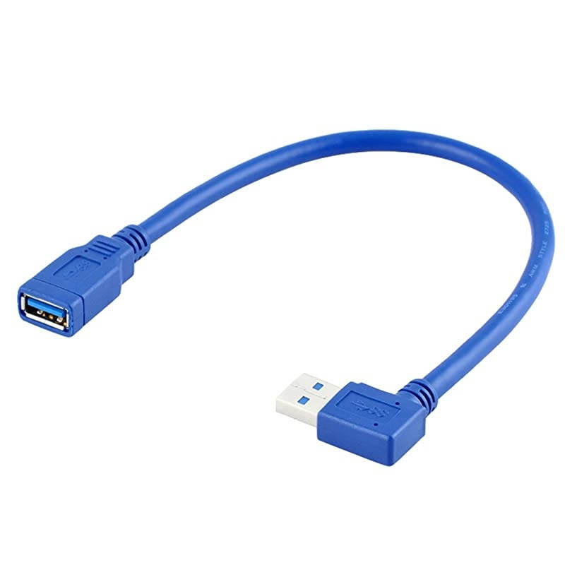 Right Angle USB Extension Cable,  Short USB 3.0 Extension Cable 90 Degree Left Right Angle USB Type A Male to Female Cable for USB A Hub PC Computer Laptop Notebook 2-Pack (Left&Right)