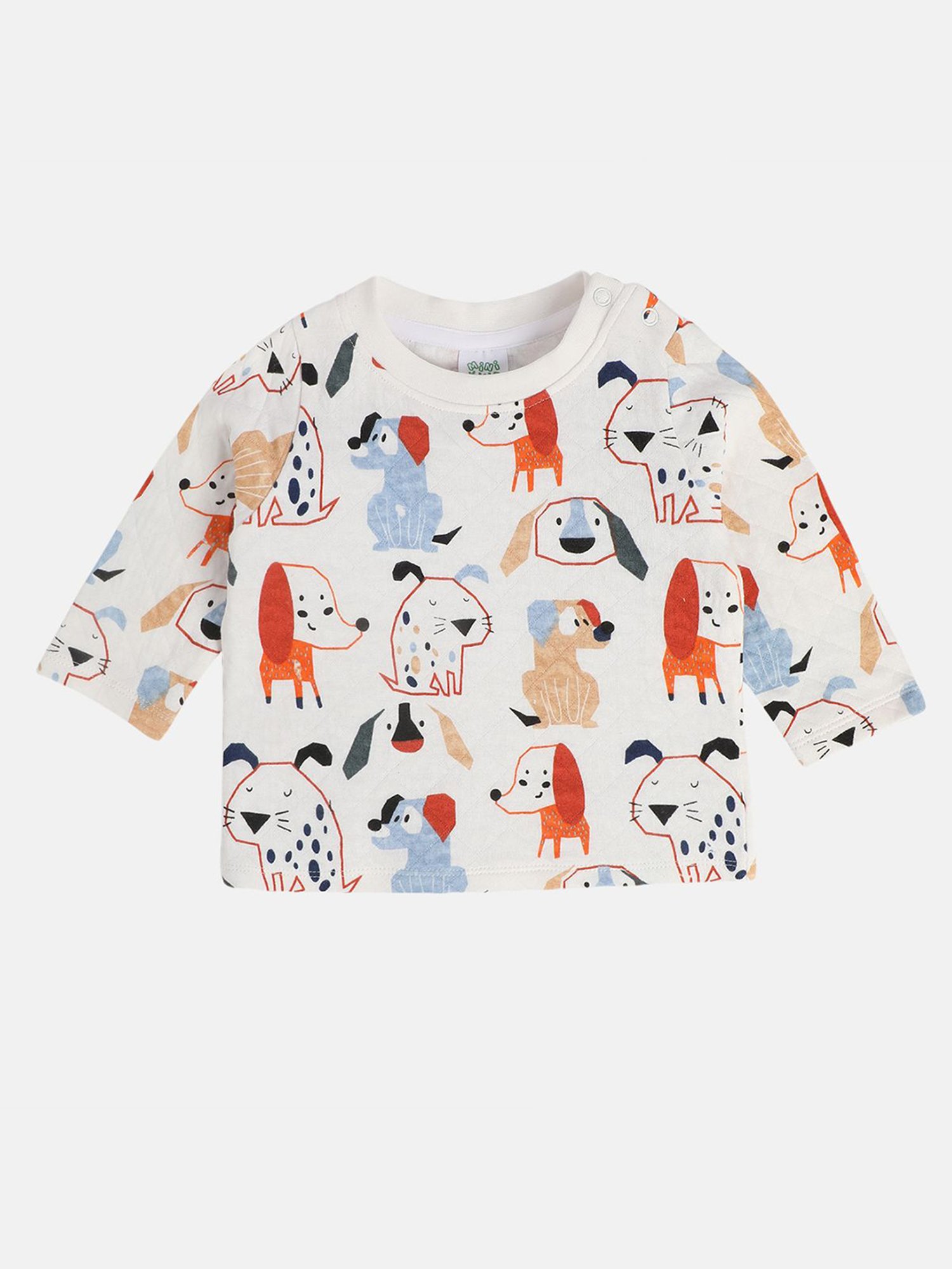 MINIKLUB Boys Cream Printed Full Sleeves T-Shirt with Pants