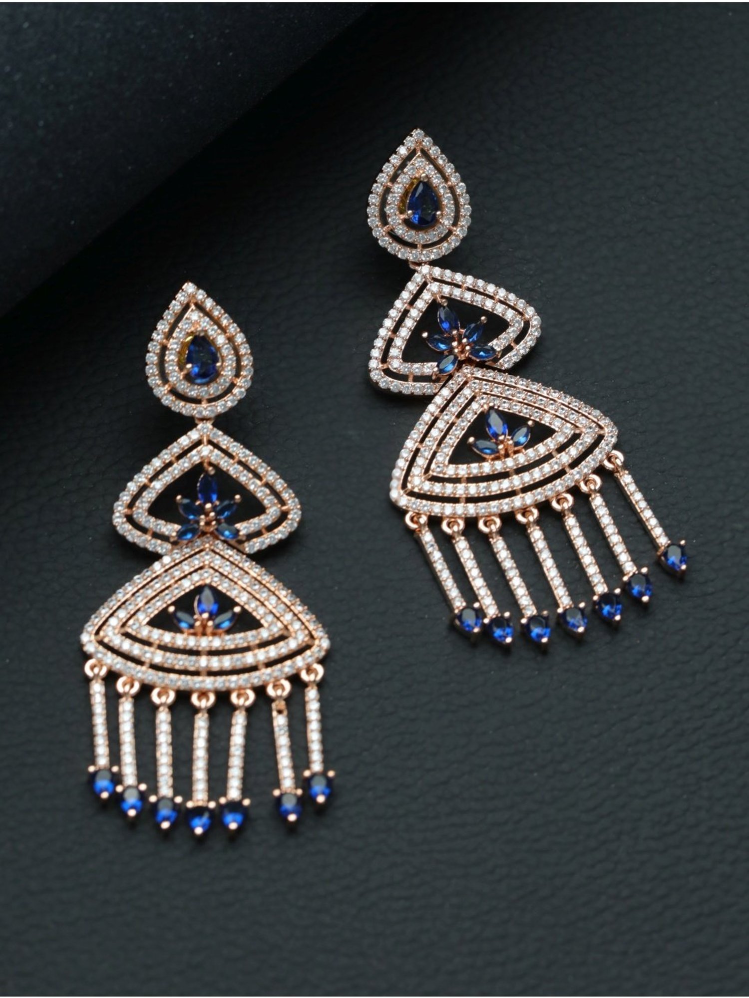 Aatmana Contemporary Floral Rose-Gold Tone Dangler Earrings for Women