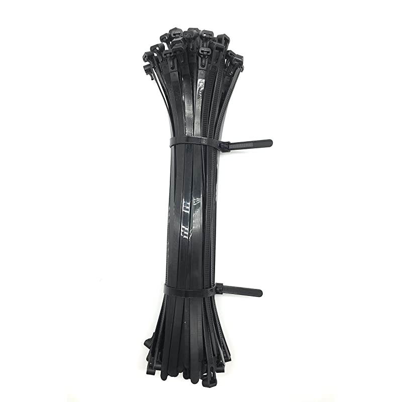 100 Pcs Reusable Releasable Adjustable Nylon Cable Zip Ties14 InchBlack