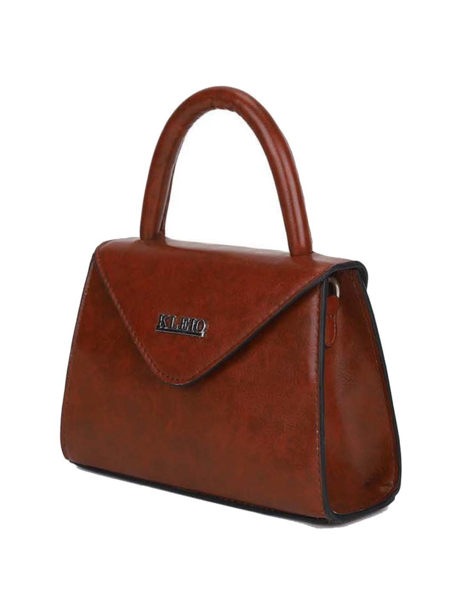 KLEIO Tan Solid Small Satchel Handbag