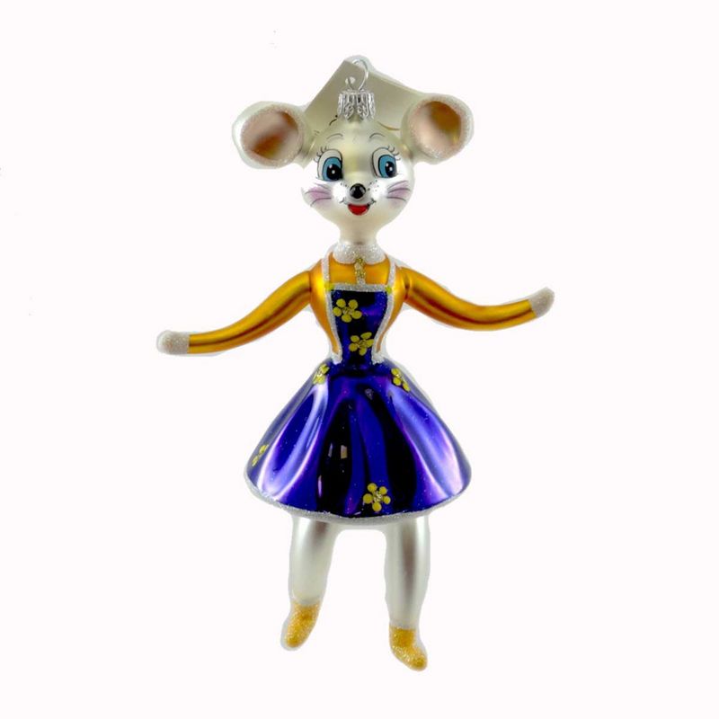 Laved Italian Ornaments Mouse In Purple Dress Flowers Female Girl  -  Tree Ornaments